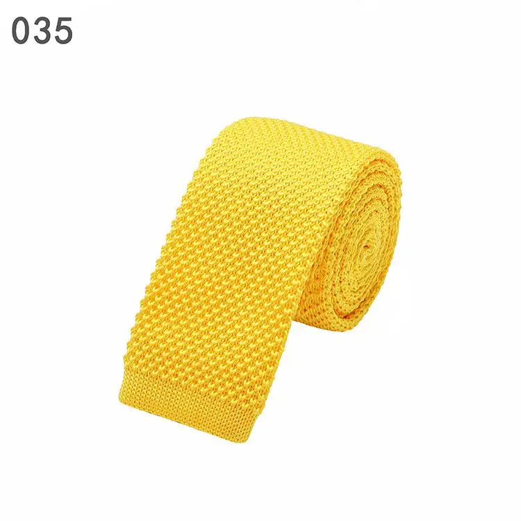 Cravate Tricotée Étroite et Slim en Laine pour Homme, Fil de Ruban à Tricoter, Couleur Bonbon Argile, à la Mode, 6 cm, 107