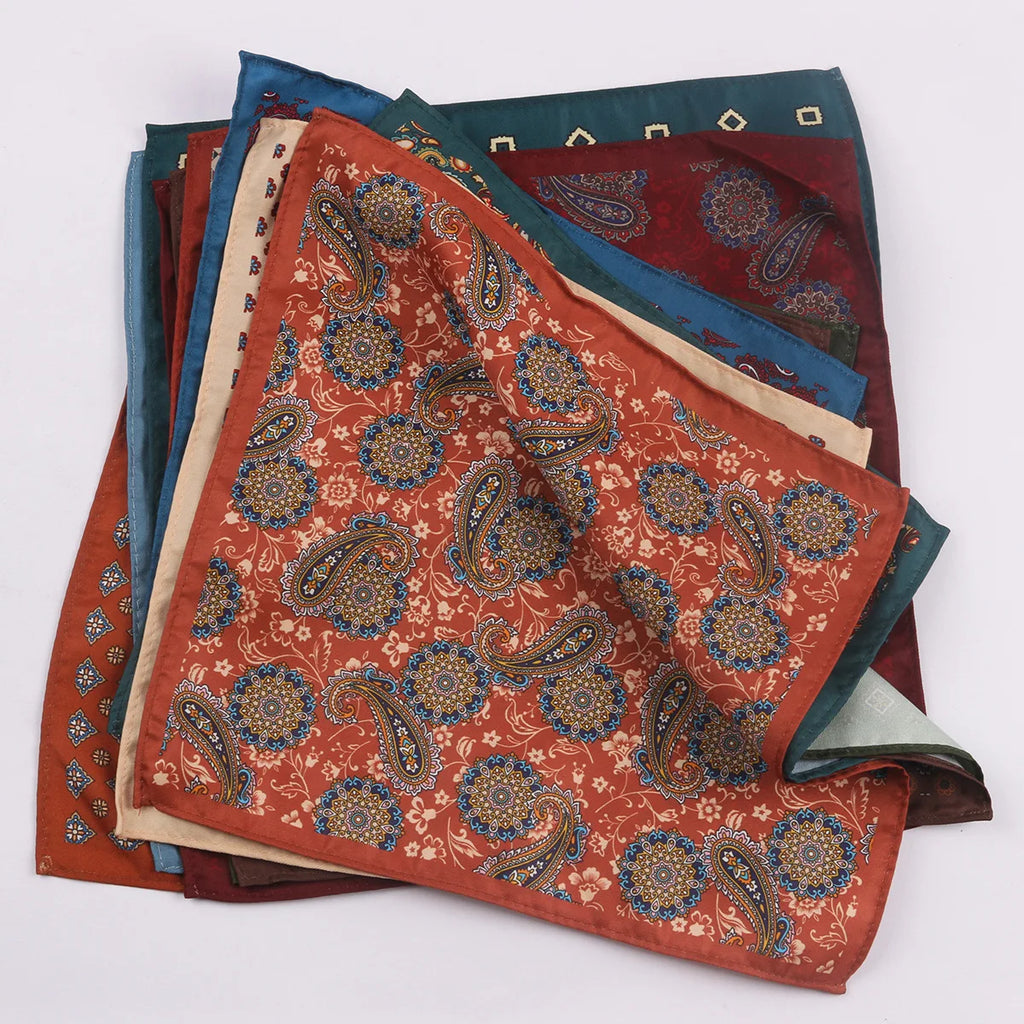 Costume pour hommes, écharpe de poche, poitrine, robe Yanhui, impression rétro, motif Simple britannique, marée d'affaires, décoration de mariage