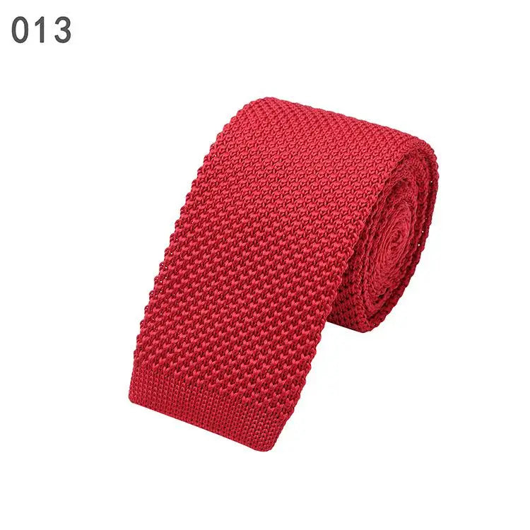 Cravate Tricotée Étroite et Slim en Laine pour Homme, Fil de Ruban à Tricoter, Couleur Bonbon Argile, à la Mode, 6 cm, 107