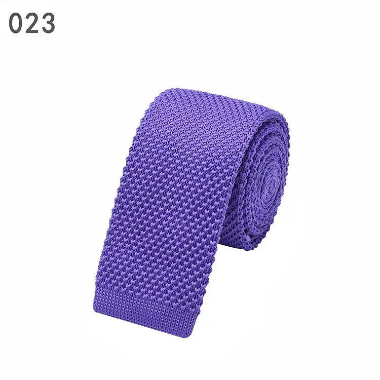 Cravate Tricotée Étroite et Slim en Laine pour Homme, Fil de Ruban à Tricoter, Couleur Bonbon Argile, à la Mode, 6 cm, 107