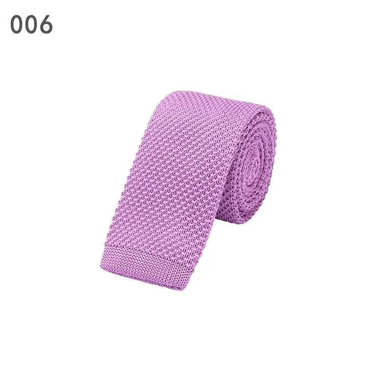 Cravate Tricotée Étroite et Slim en Laine pour Homme, Fil de Ruban à Tricoter, Couleur Bonbon Argile, à la Mode, 6 cm, 107