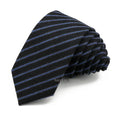 Cravate Slim Laine Noire Rayée Bleu