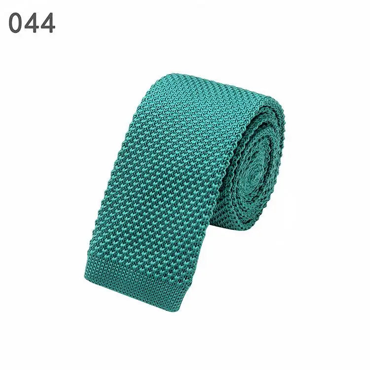 Cravate Tricotée Étroite et Slim en Laine pour Homme, Fil de Ruban à Tricoter, Couleur Bonbon Argile, à la Mode, 6 cm, 107