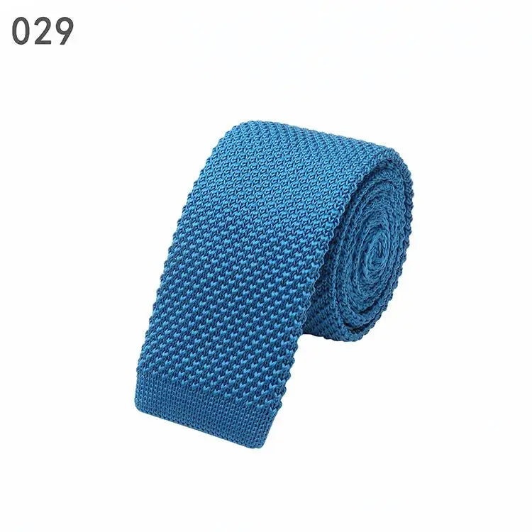 Cravate Tricotée Étroite et Slim en Laine pour Homme, Fil de Ruban à Tricoter, Couleur Bonbon Argile, à la Mode, 6 cm, 107