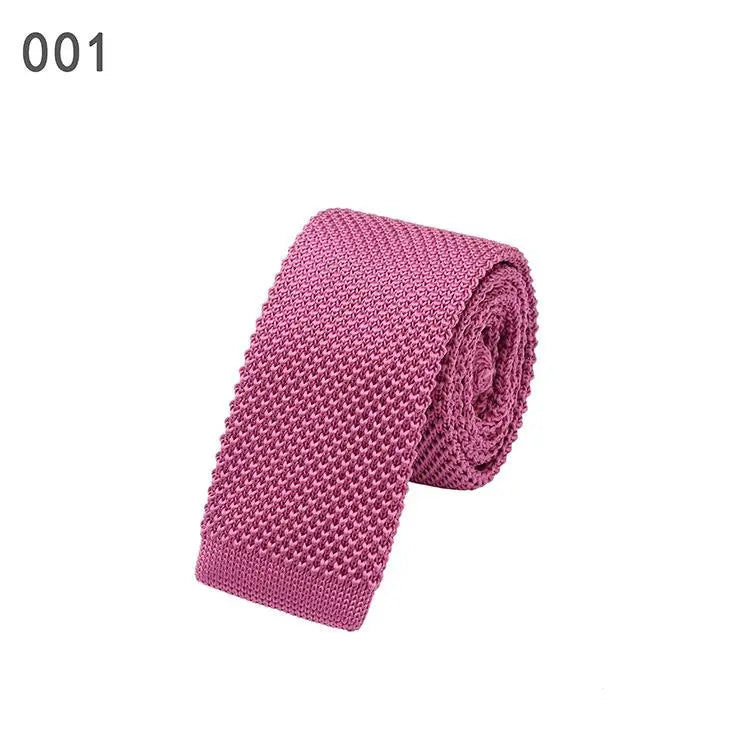 Cravate Tricotée Étroite et Slim en Laine pour Homme, Fil de Ruban à Tricoter, Couleur Bonbon Argile, à la Mode, 6 cm, 107