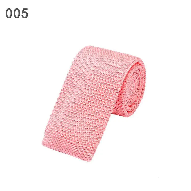 Cravate Tricotée Étroite et Slim en Laine pour Homme, Fil de Ruban à Tricoter, Couleur Bonbon Argile, à la Mode, 6 cm, 107