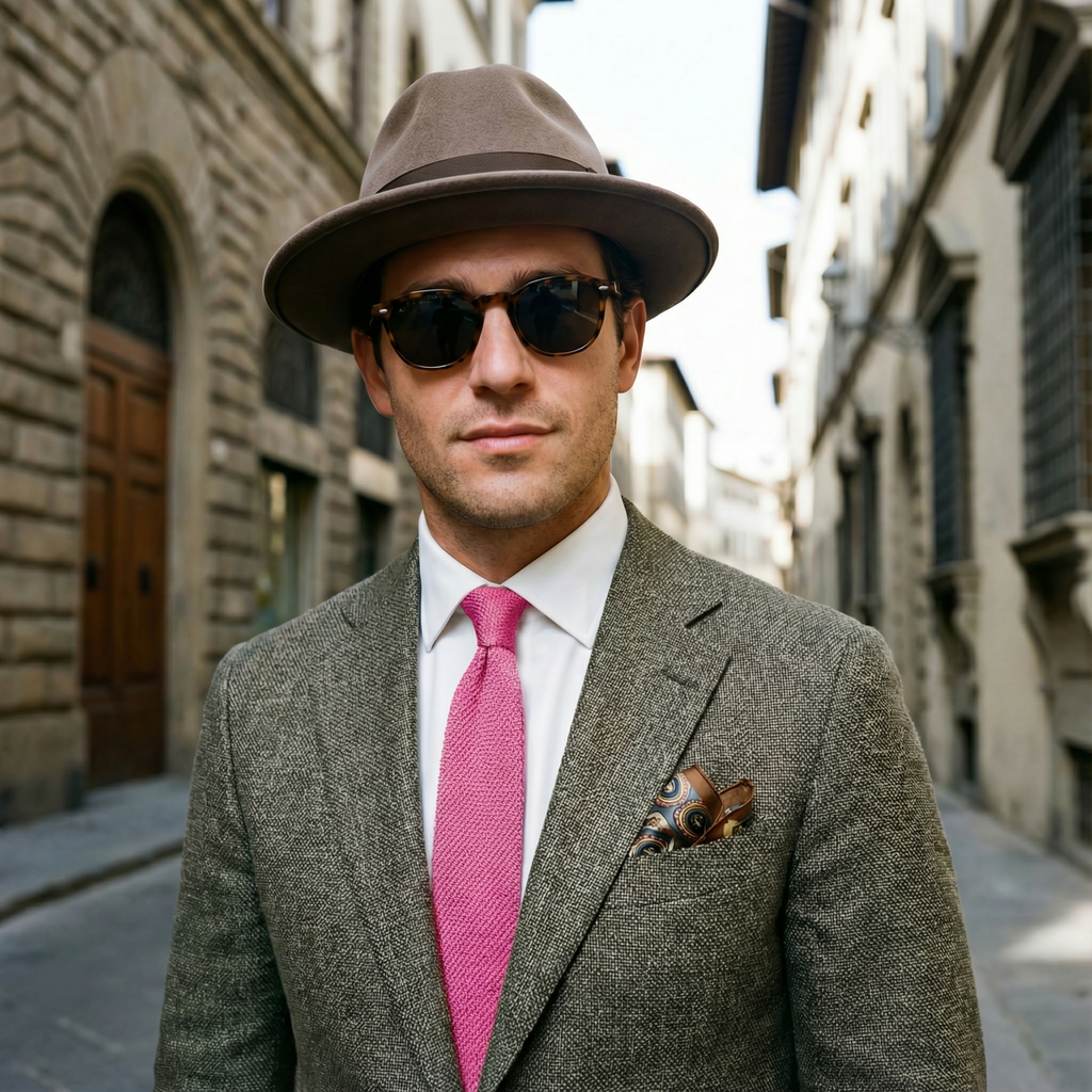 Cravate Tricot Rose Fuchsia