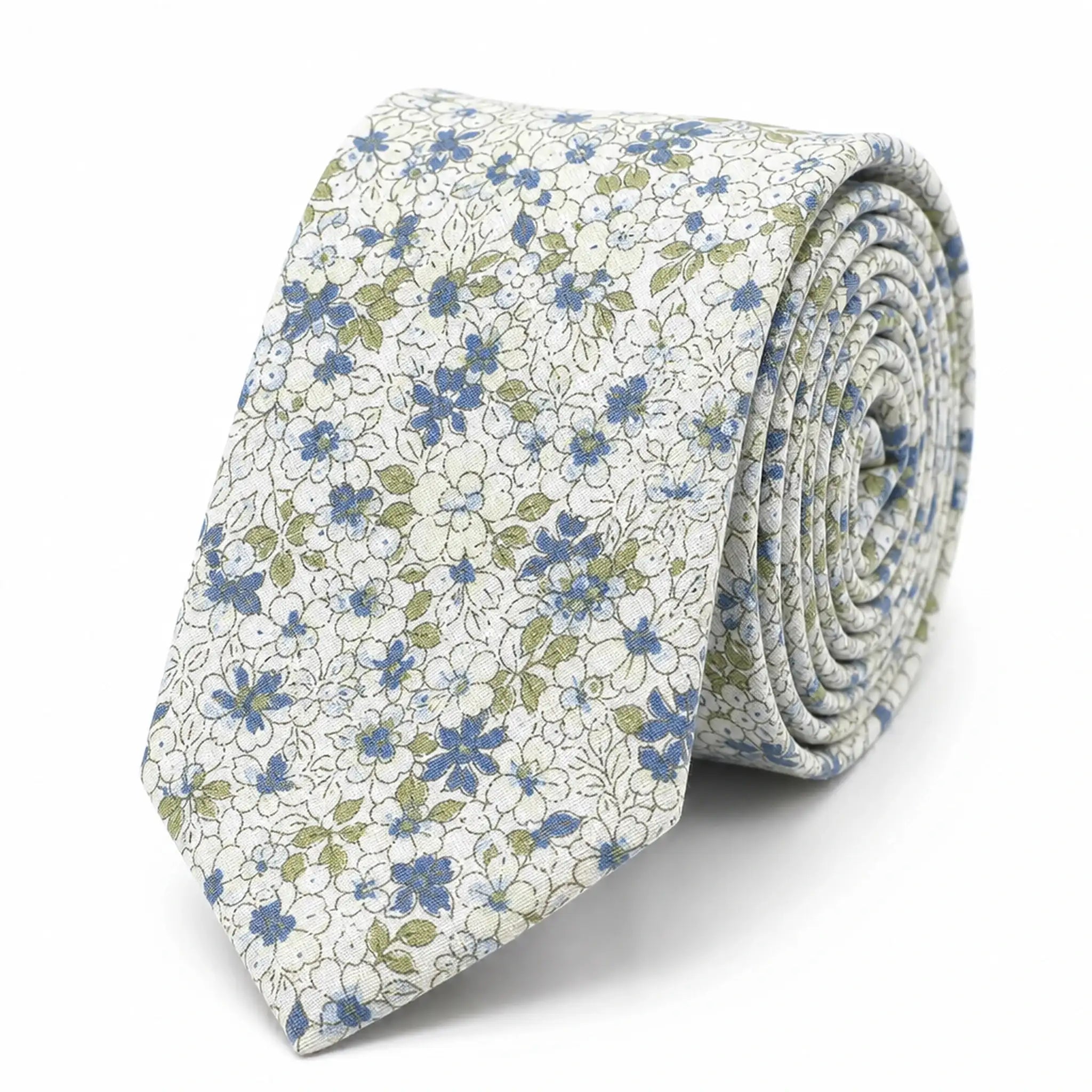 Cravate Liberty bleu et vert en coton