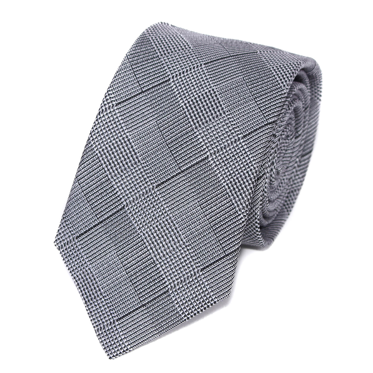 Cravate Prince de Galles Grise en Soie