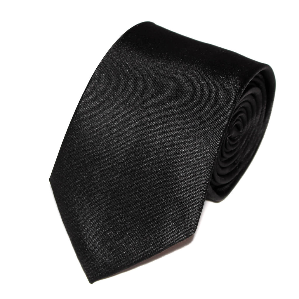Cravate Noire Unie en Soie