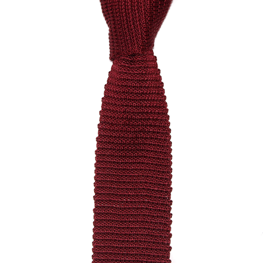 Cravate Tricot Bordeaux Unie en Soie