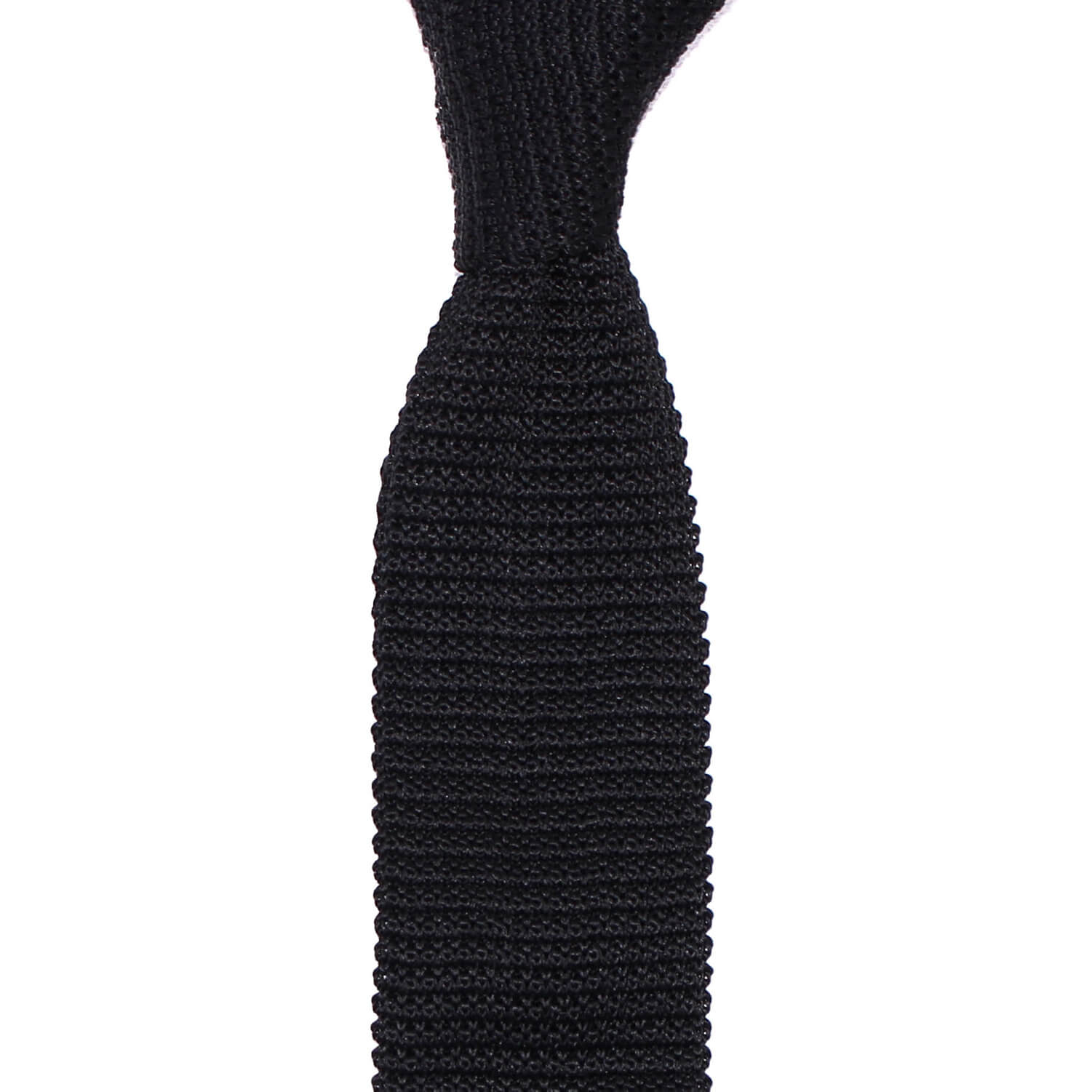 Cravate Tricot Noire Unie en Soie