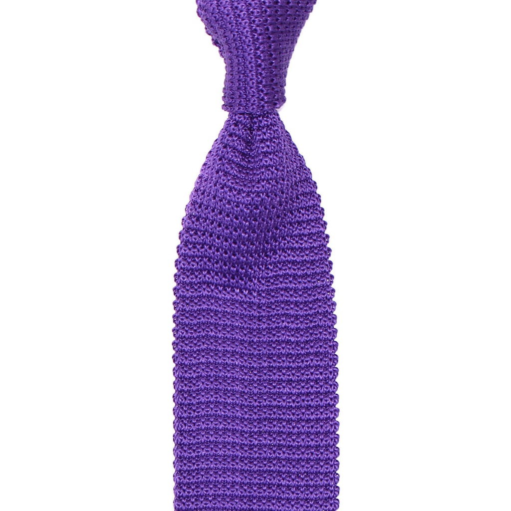 Cravate Tricot Violette Unie en Soie
