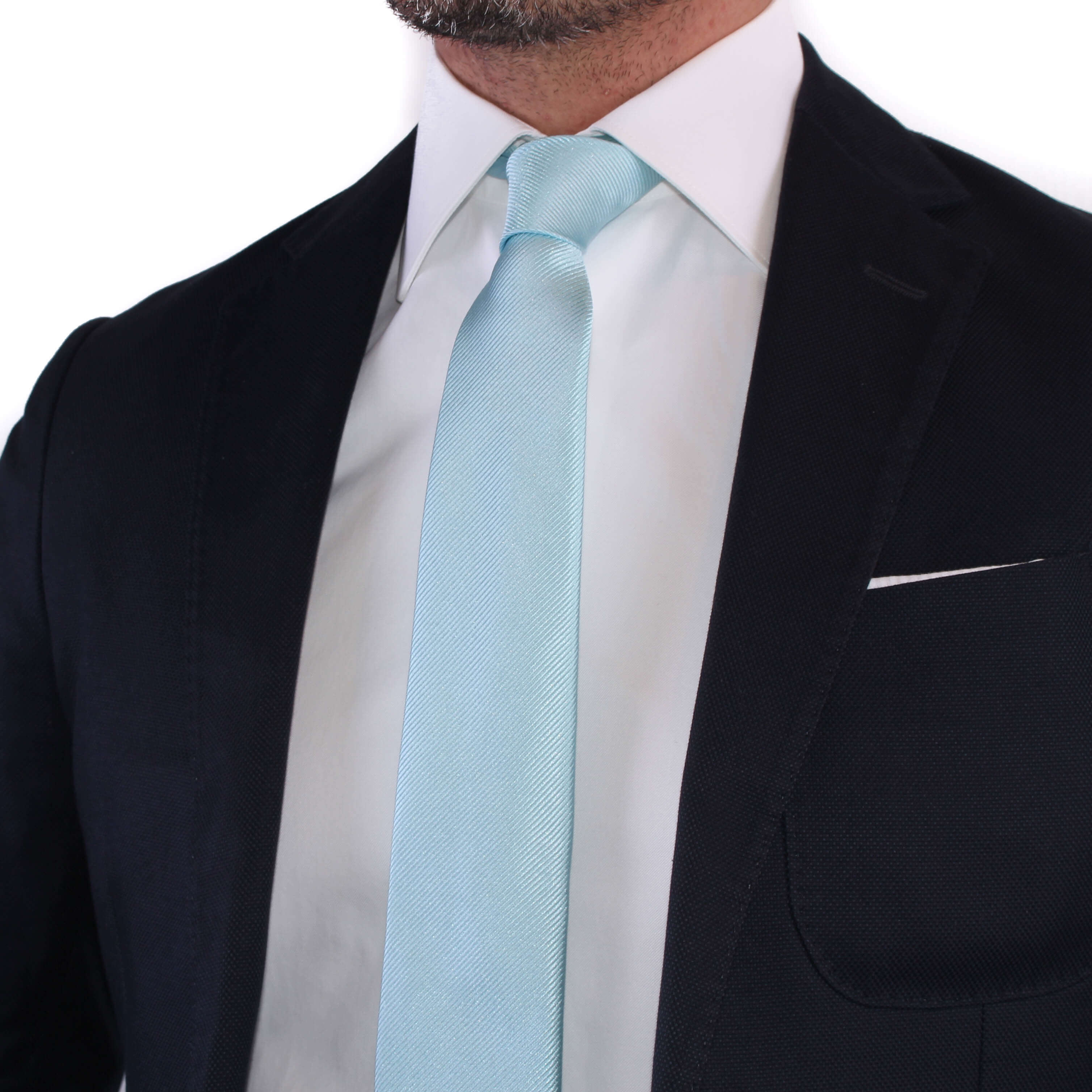 Cravate Vert d'Eau Unie en Soie