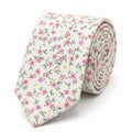 Cravate homme motif Liberty floral rose et vert en coton, largeur 7 cm