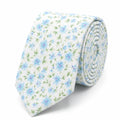 Cravate homme motif Liberty floral bleu en coton, largeur 7 cm