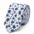 Cravate homme motif Liberty floral bleu profond en coton, largeur 7 cm