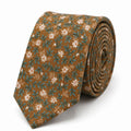 Cravate homme motif Liberty floral marron en coton, largeur 7 cm