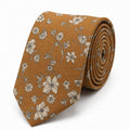 Cravate homme motif Liberty floral ocre en coton, largeur 7 cm