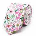 Cravate homme motif Liberty floral rose et violet en coton, largeur 7 cm