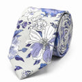 Cravate homme motif Liberty floral violet et blanc en coton, largeur 7 cm