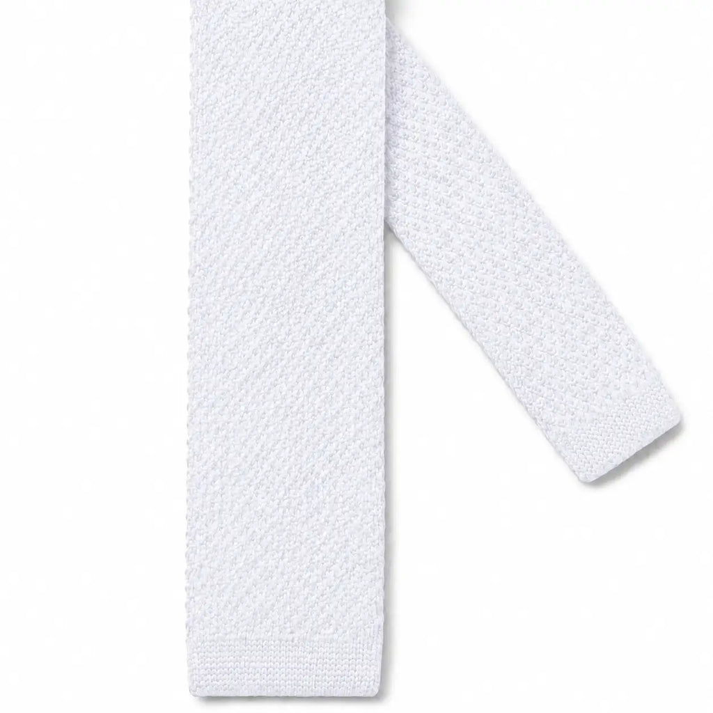 Cravate tricot blanche microfibre - vue 2