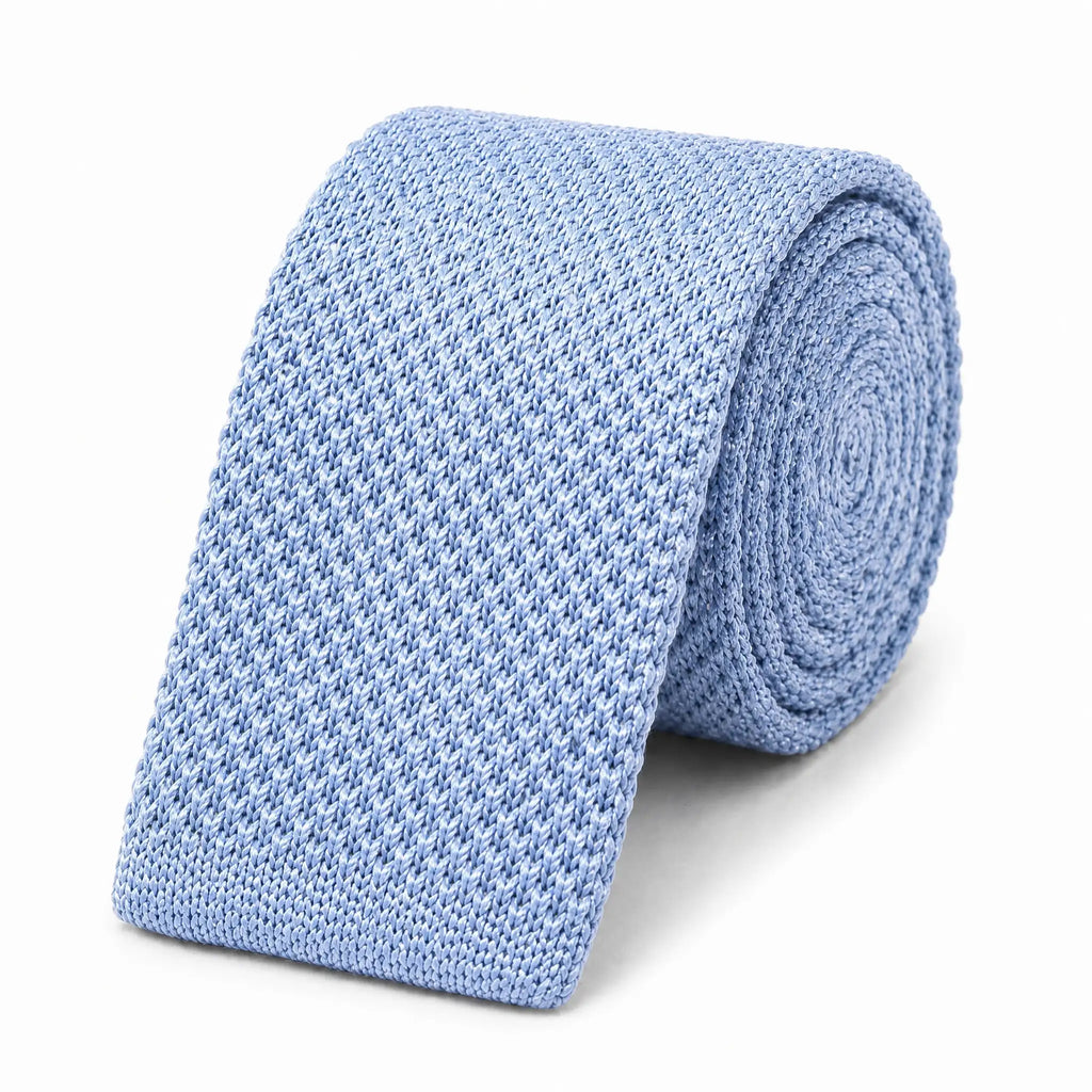 Cravate tricot homme bleu gris unie en microfibre, largeur 6 cm