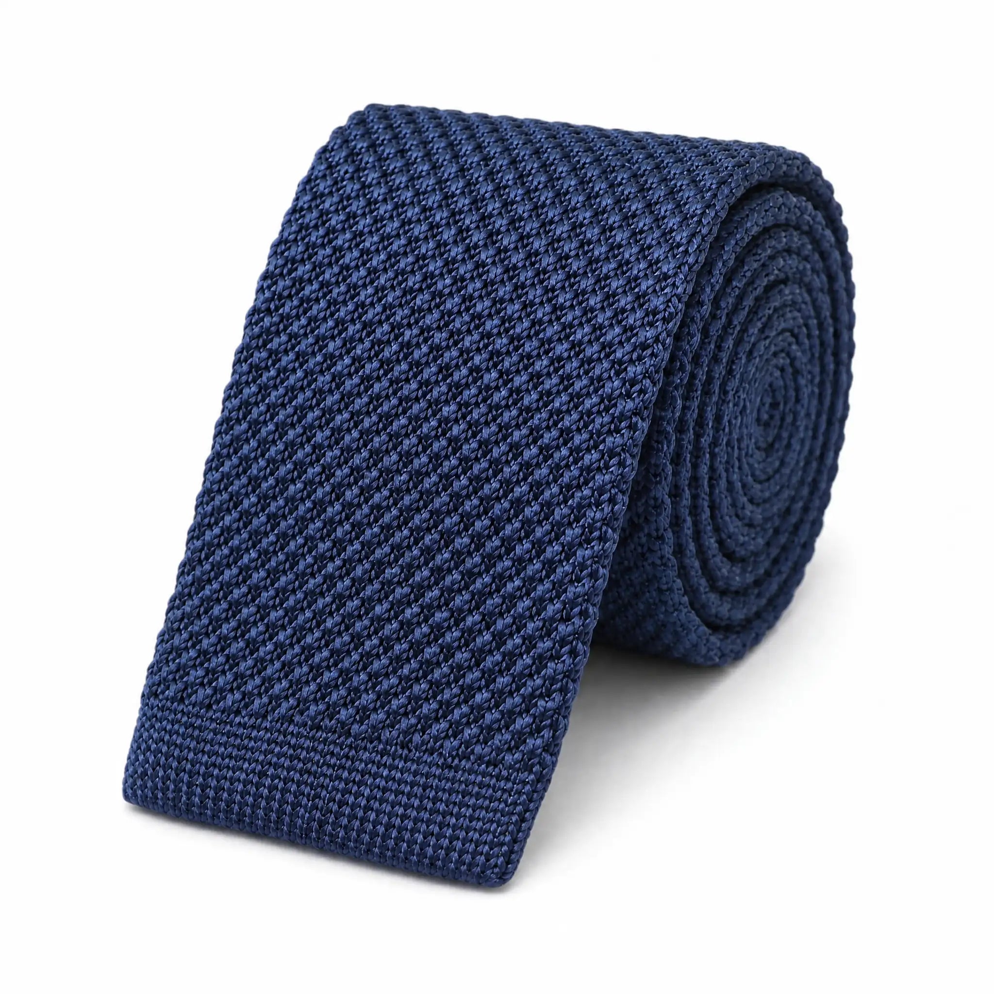 Cravate Tricot Bleu Marine Unie en Soie
