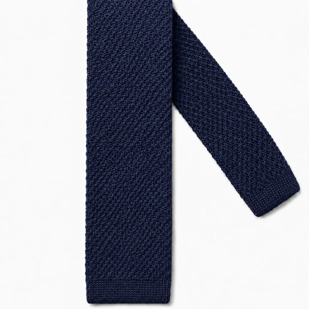 Cravate tricot bleu nuit microfibre - vue 2