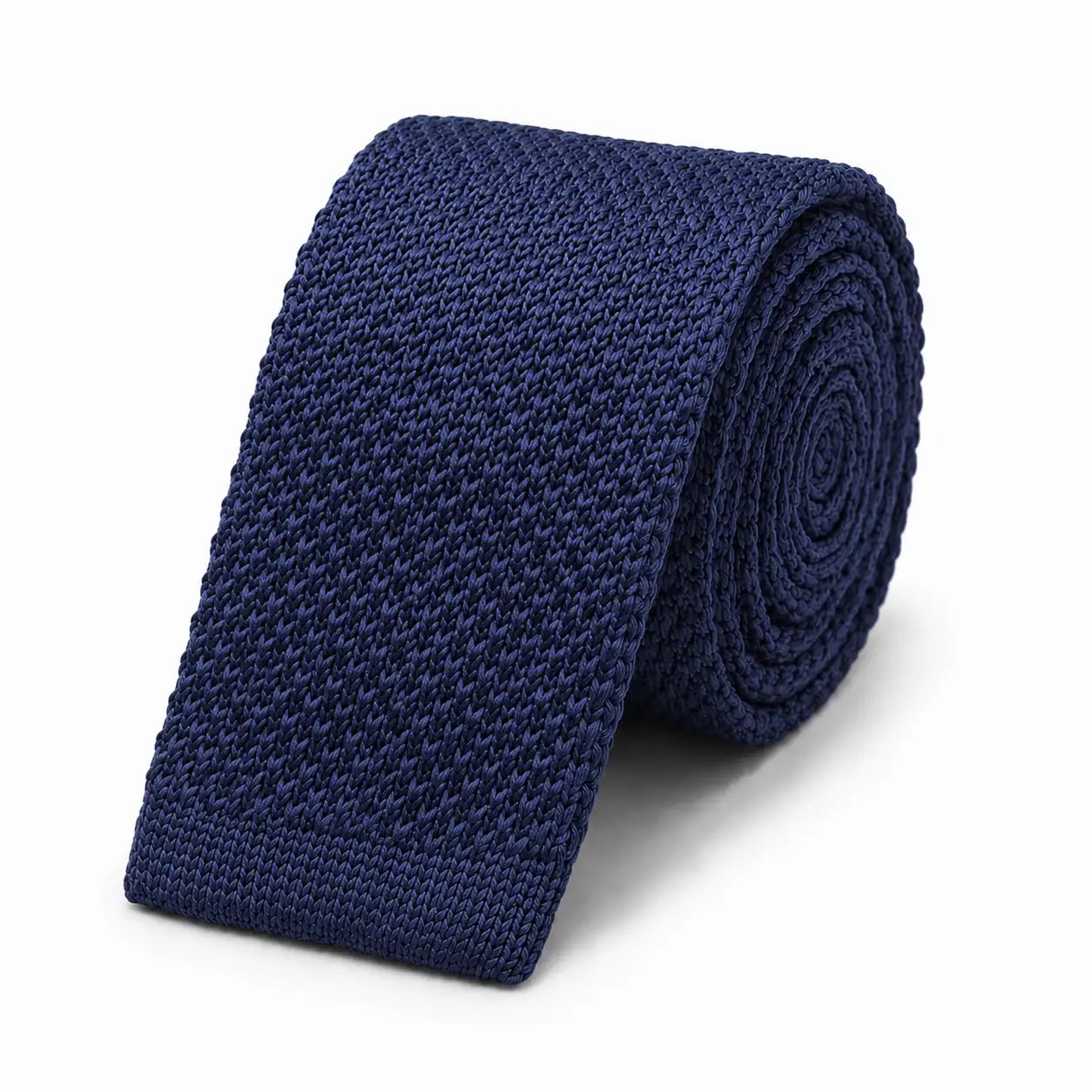 Cravate tricot homme bleu nuit unie en microfibre, largeur 6 cm