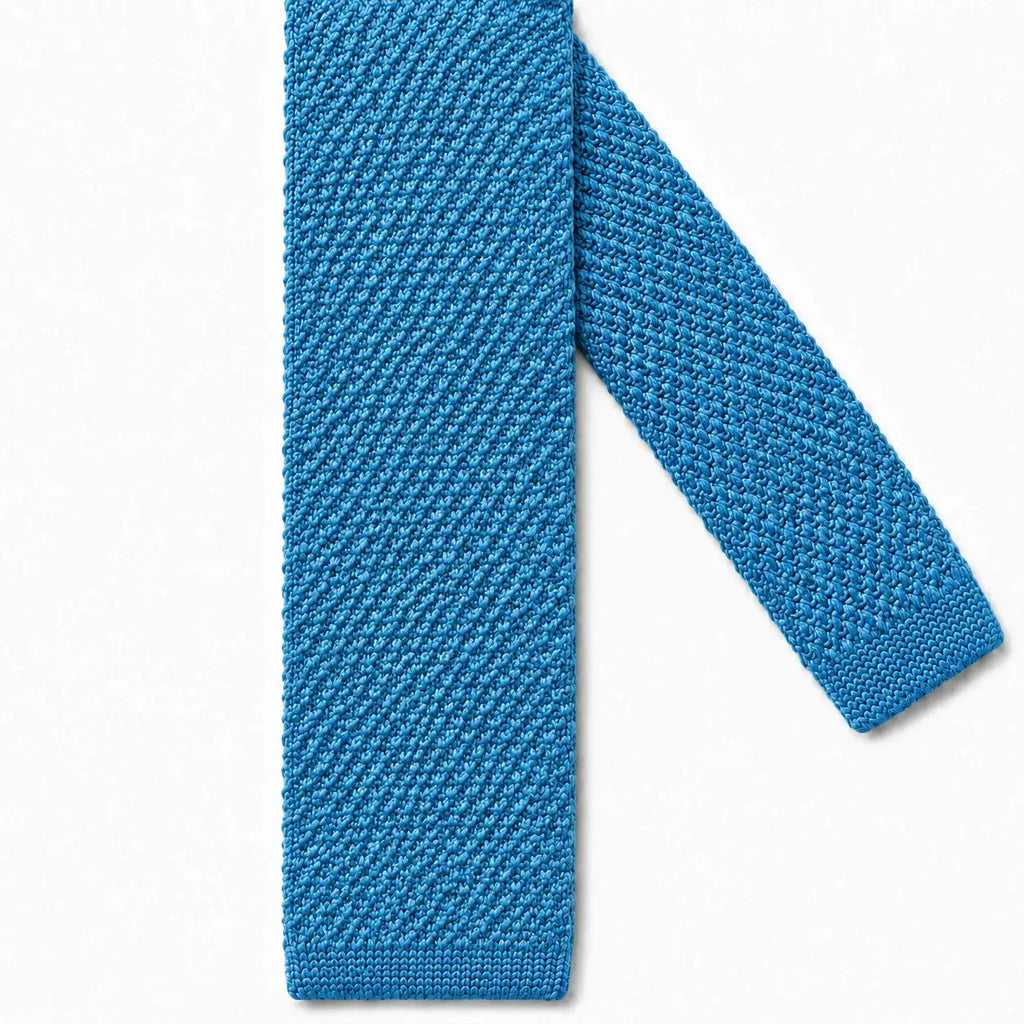 Cravate tricot bleu acier microfibre - vue 2