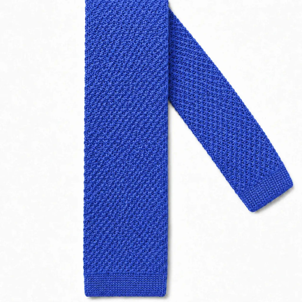 Cravate tricot bleu roi microfibre - vue 2