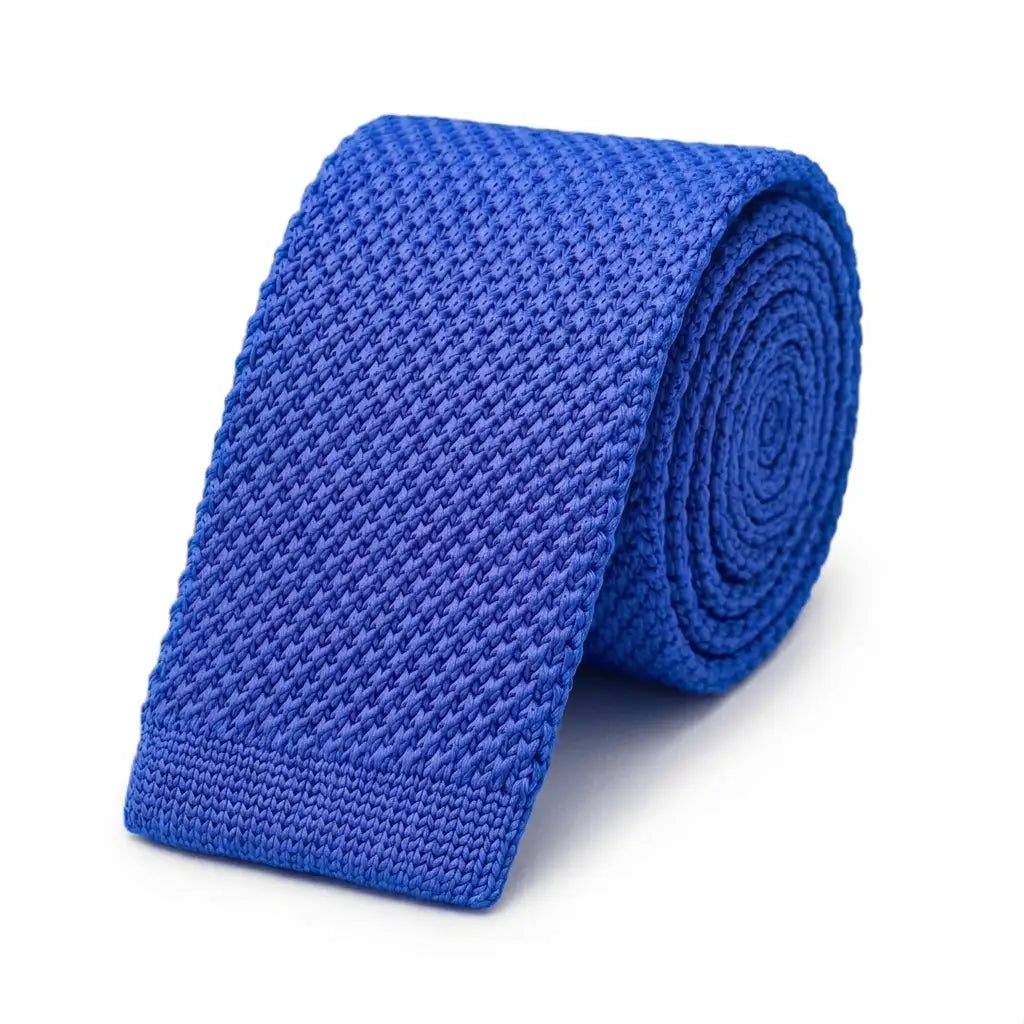 Cravate tricot homme bleu roi unie en microfibre, largeur 6 cm