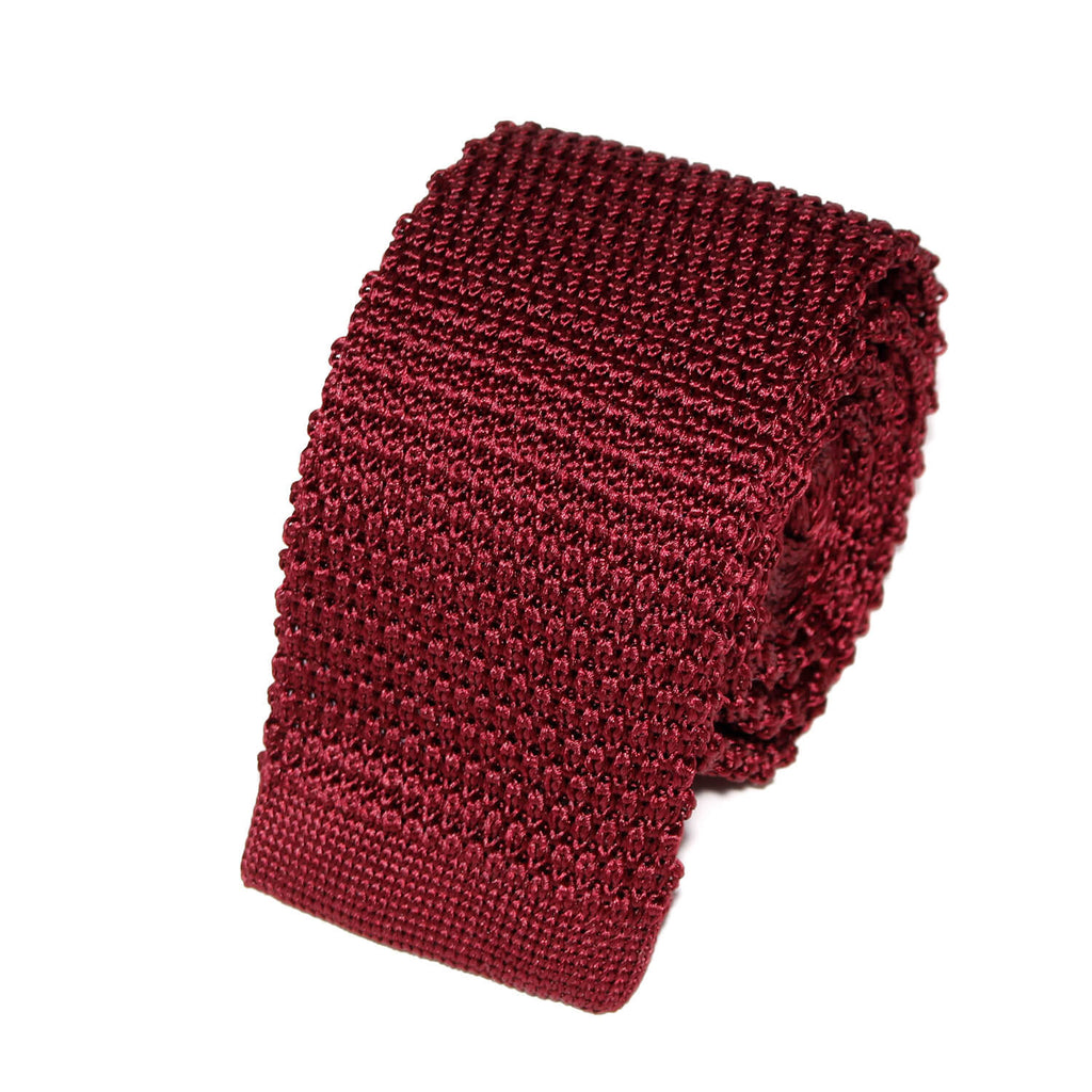 Cravate Tricot Bordeaux Unie en Soie