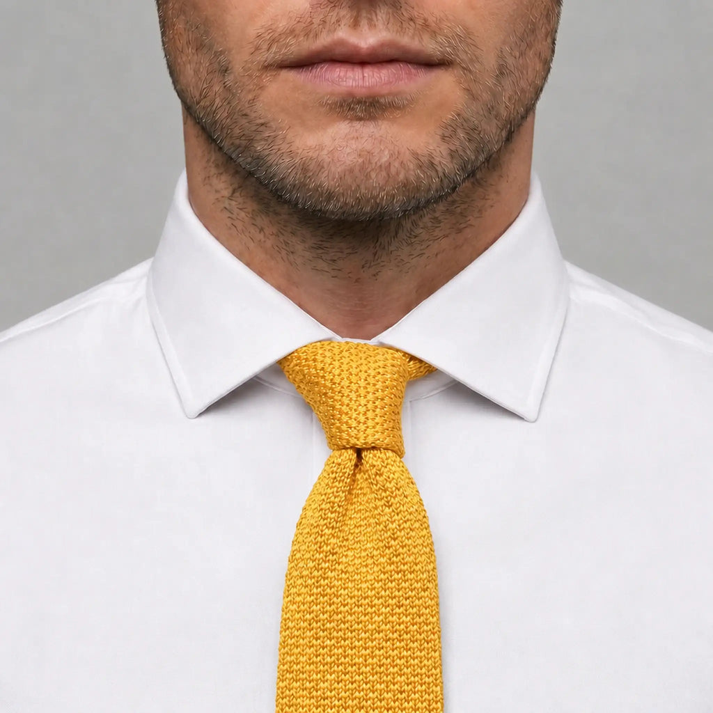 Cravate tricot jaune microfibre - vue 3