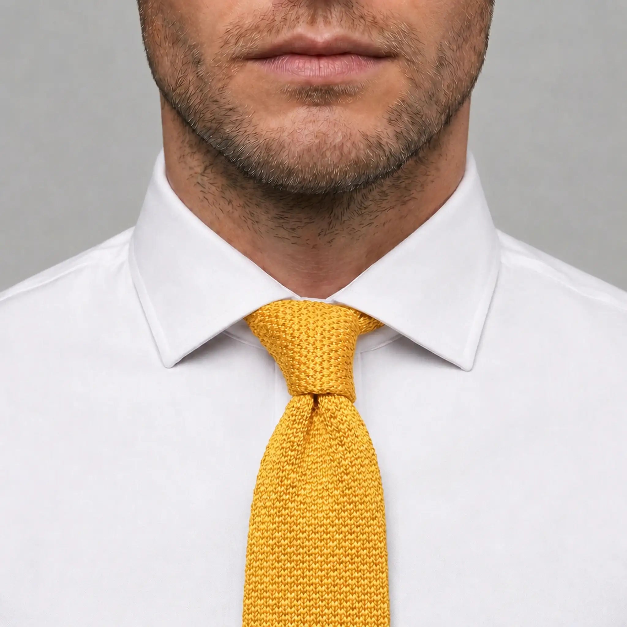 Cravate tricot jaune microfibre - vue 3