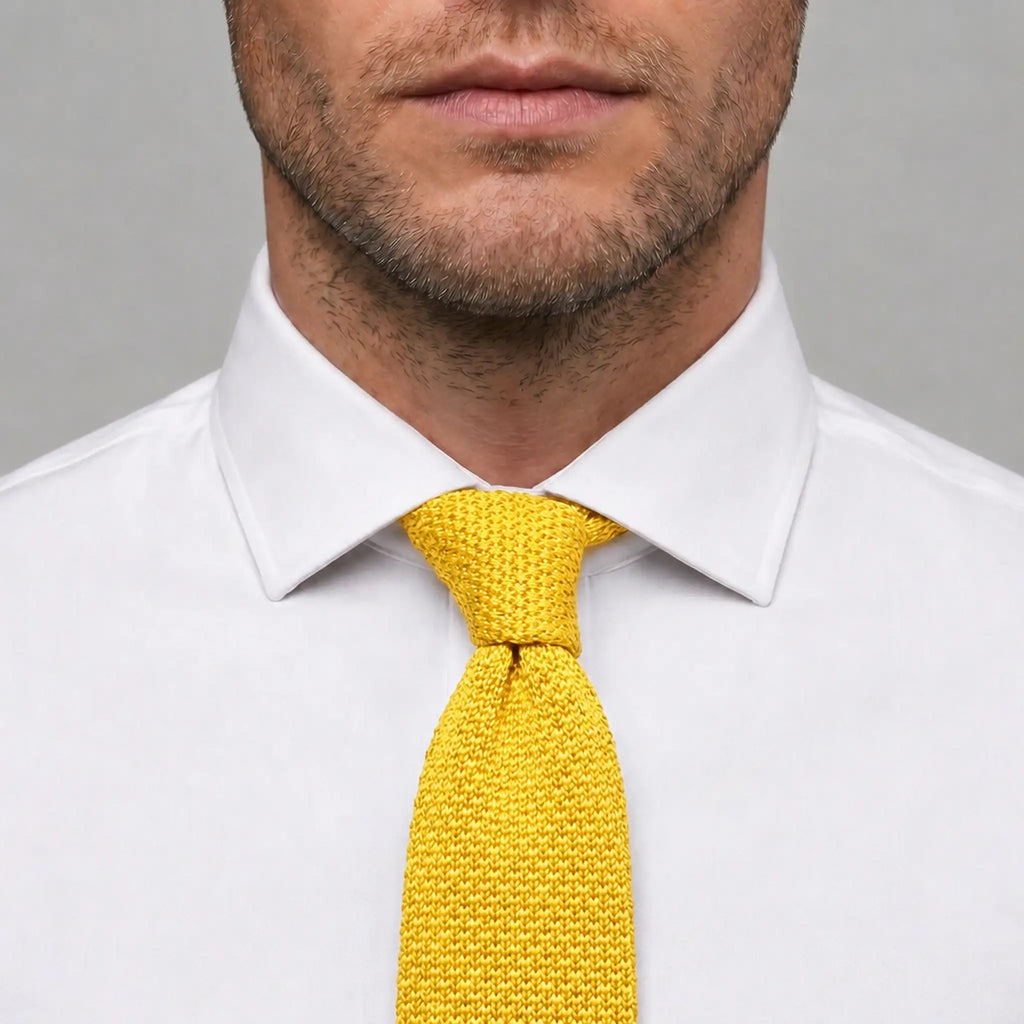 Cravate tricot jaune microfibre - vue 3