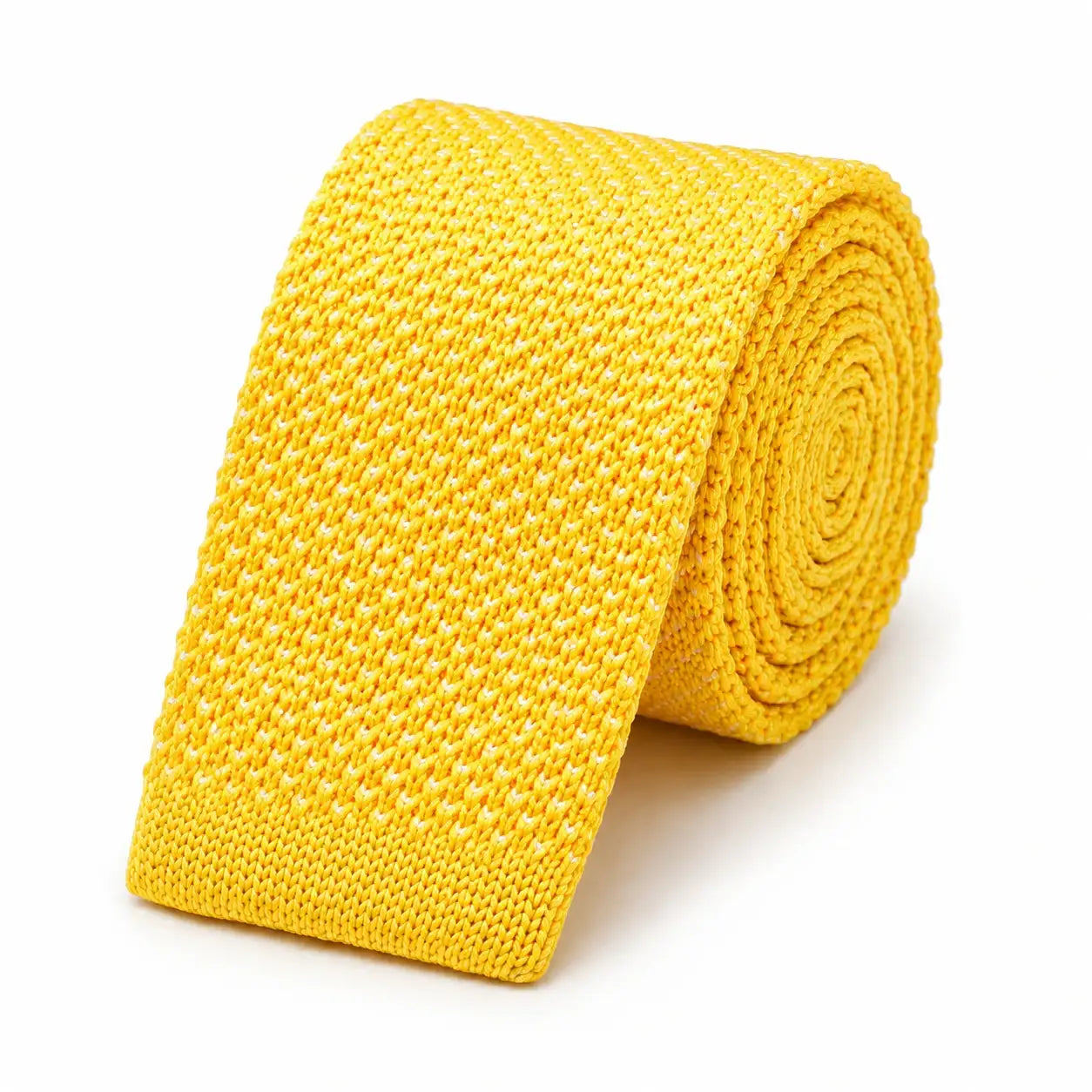 Cravate tricot homme jaune unie en microfibre, largeur 6 cm