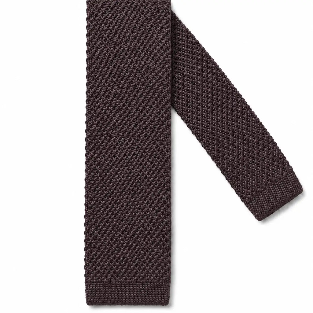 Cravate tricot marron microfibre - vue 2