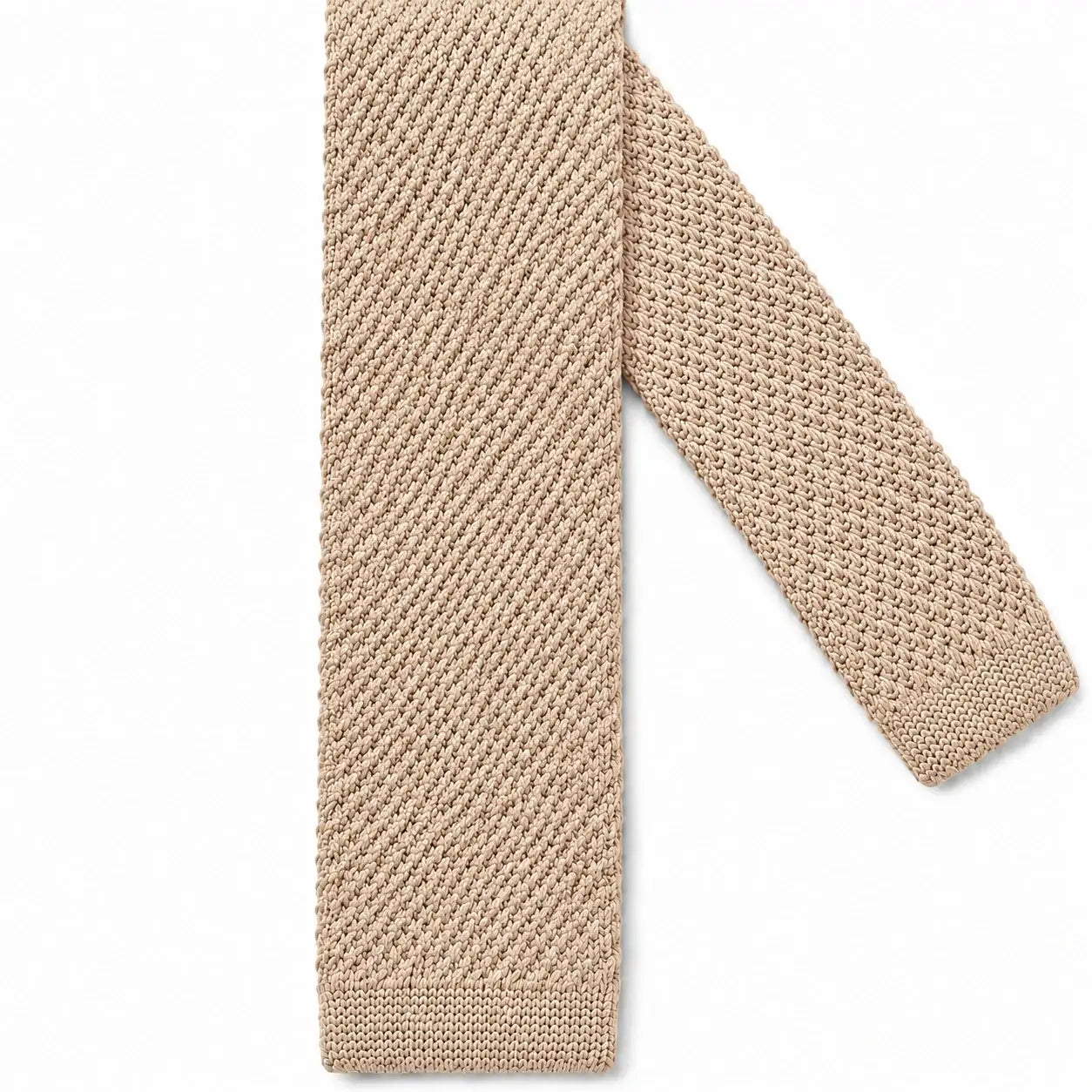Cravate tricot beige microfibre - vue 2