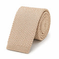 Cravate tricot homme beige unie en microfibre, largeur 6 cm