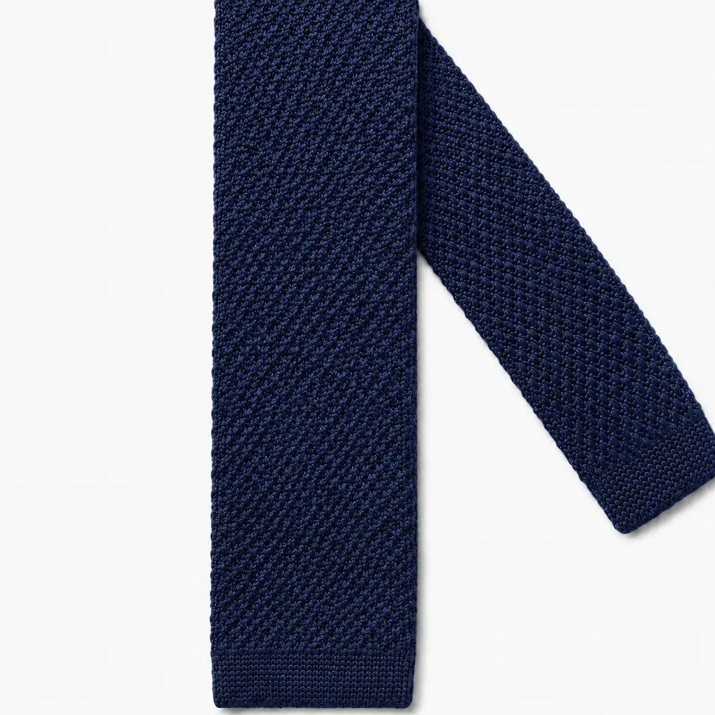 Cravate tricot bleu marine microfibre - vue 2