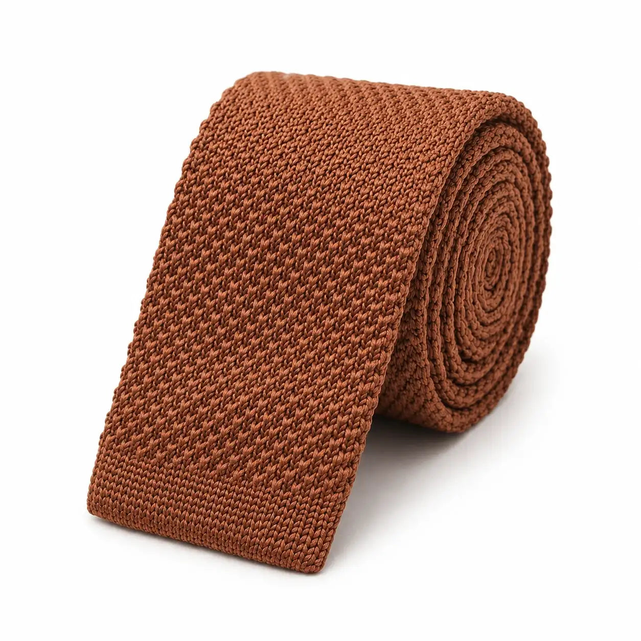 Cravate tricot homme marron chocolat unie en microfibre, largeur 6 cm