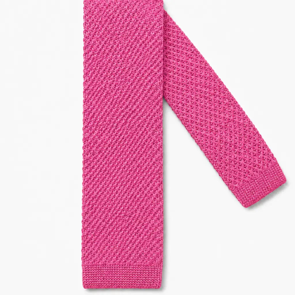 Cravate tricot rose fuchsia microfibre - vue 2