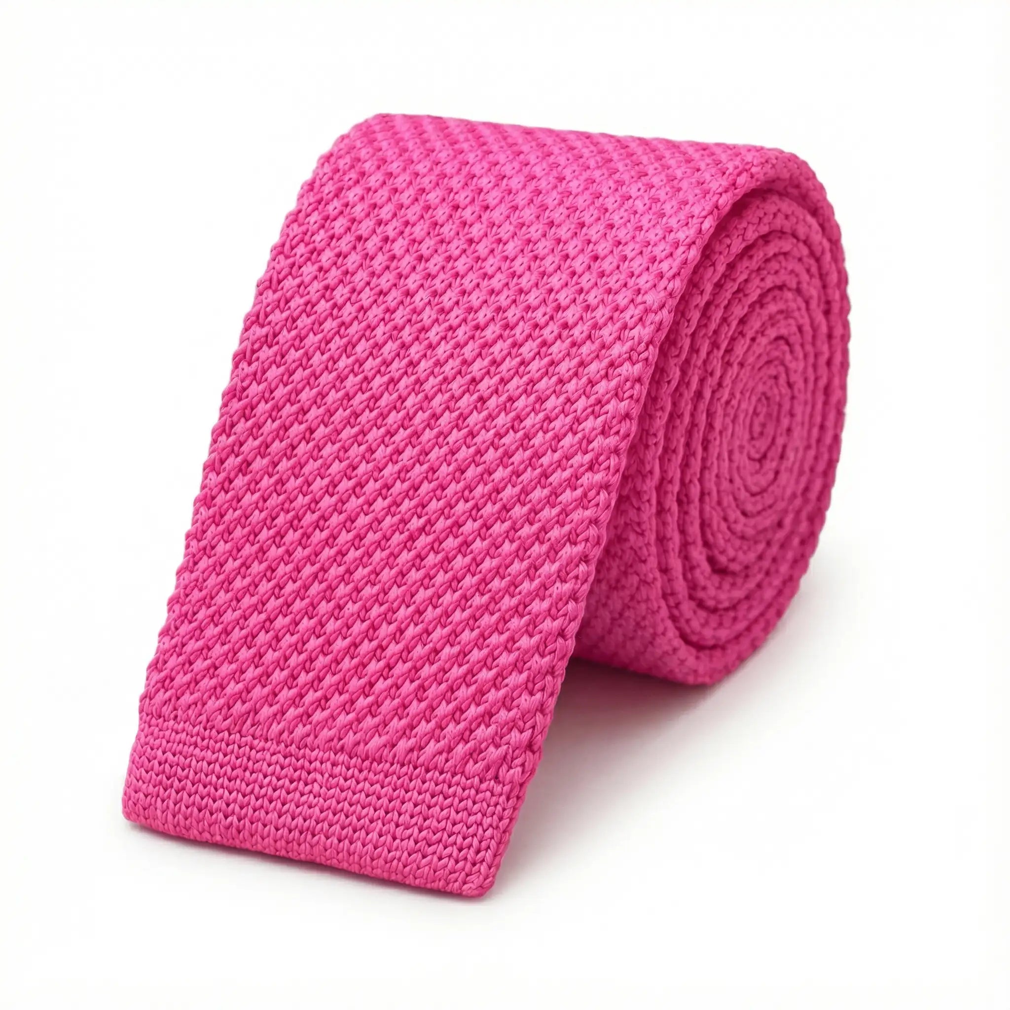 Cravate tricot homme rose fuchsia unie en microfibre, largeur 6 cm