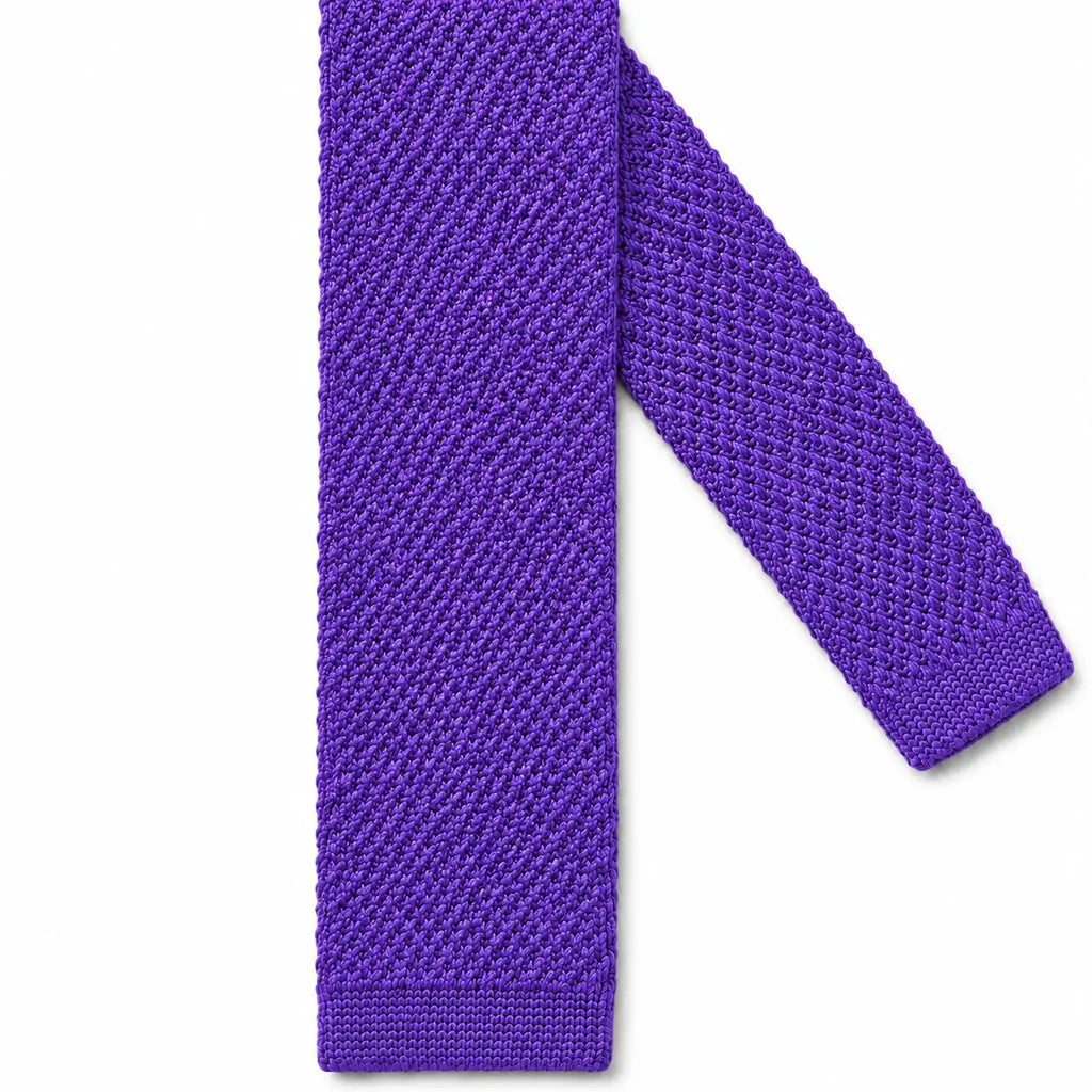 Cravate tricot violet foncé microfibre - vue 2