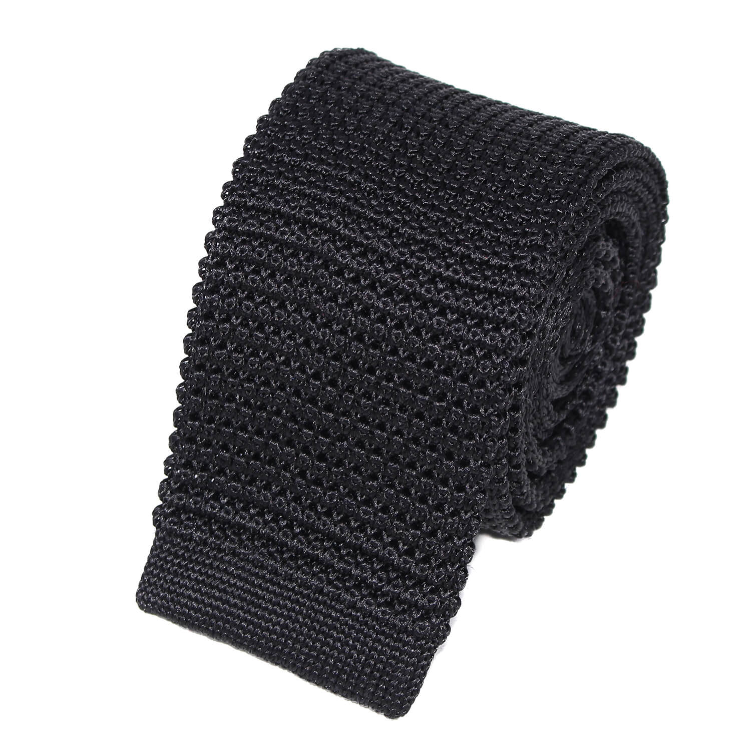Cravate Tricot Noire Unie en Soie