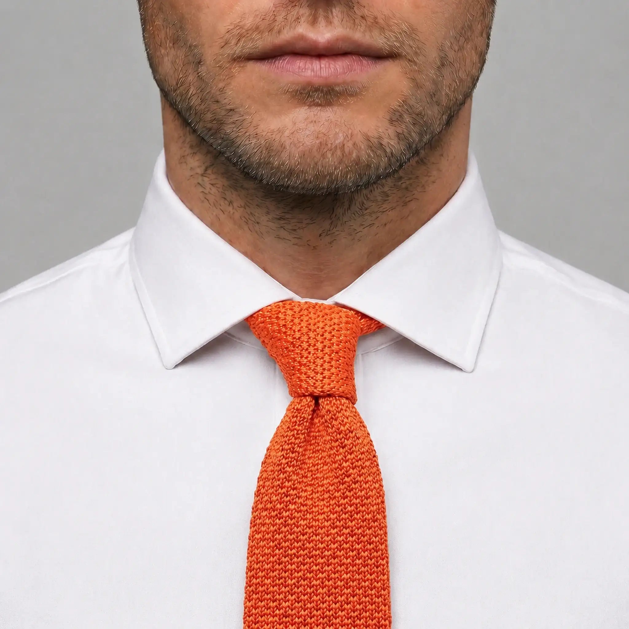 Cravate tricot orange microfibre - vue 3