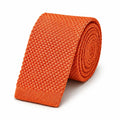 Cravate tricot homme orange unie en microfibre, largeur 6 cm