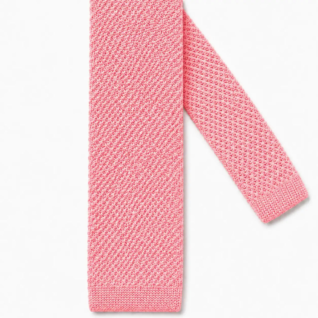 Cravate tricot rose saumon microfibre - vue 2